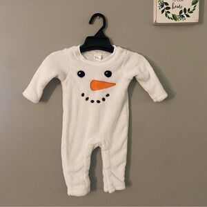 Baby Starters Fleece Snowman One Piece & Hat Winter Holiday Christmas Baby 6M